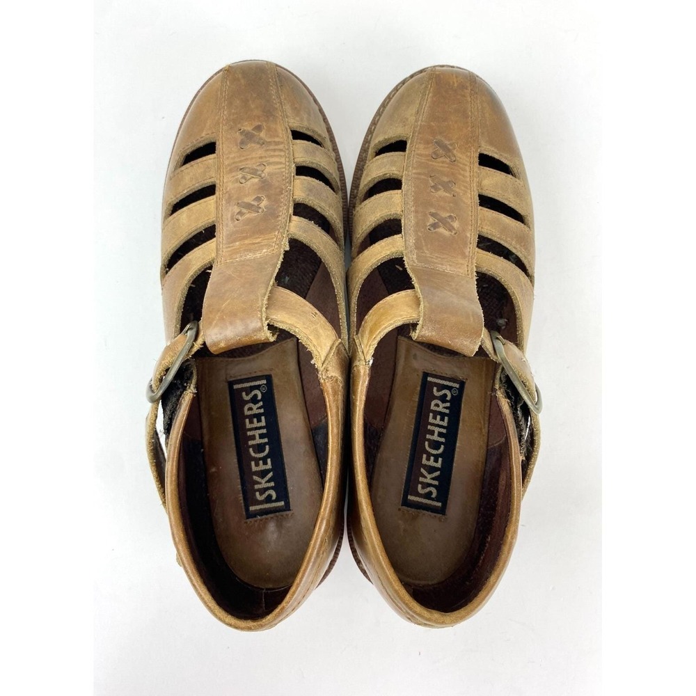 90s Skechers Nubuck Leather Loafers Womens 9.5 B Brown Flats Original Footwear - Picture 8 of 11